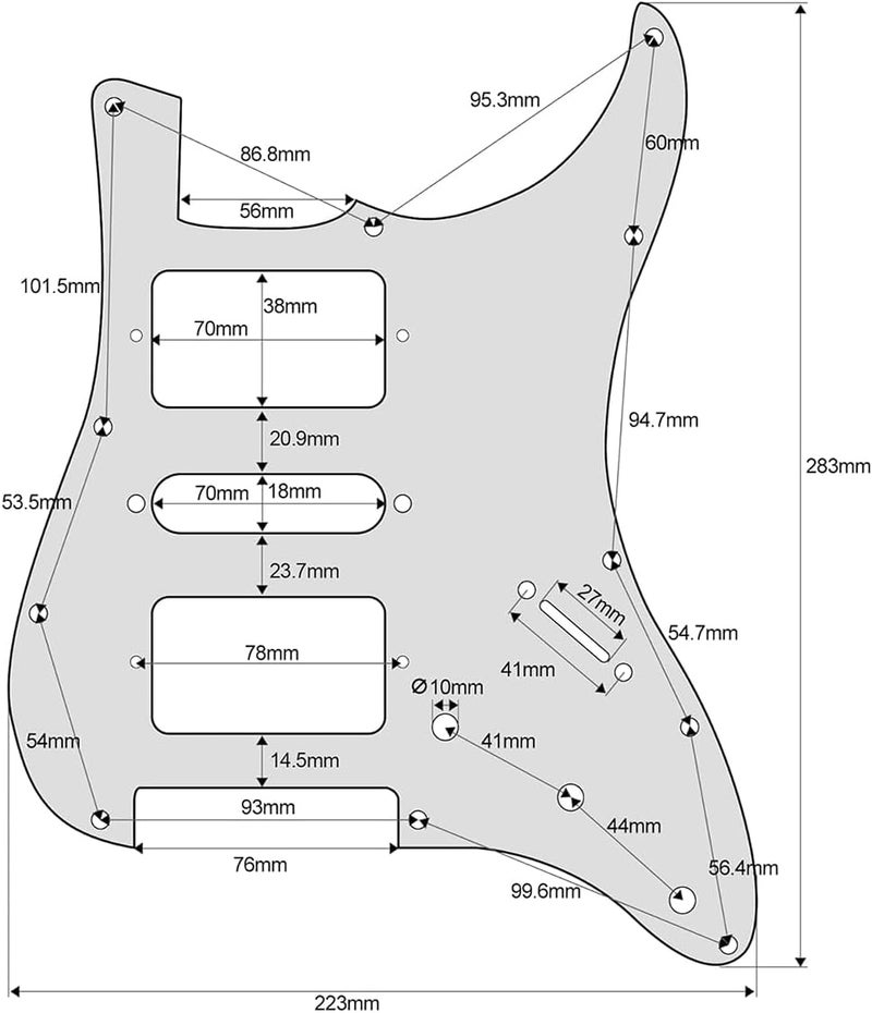 ROZILO Strat HSH Pickguard Pick Guard Scratch Plate with Screws for American/Mexican Standard Strat Modern Style Guitar Replacement White 3 Ply - Image 4